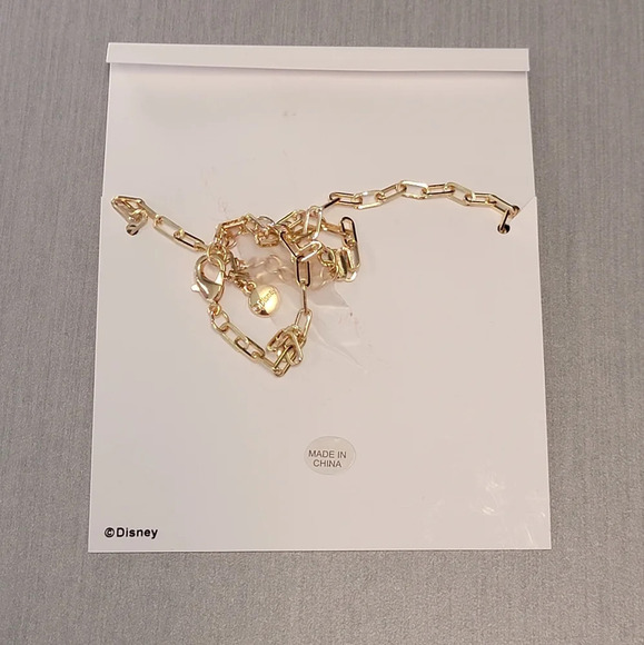 Disney x Baublebar Minnie Mouse Gold Necklace With Multicolor Crystal Bow NWT - Picture 3 of 3